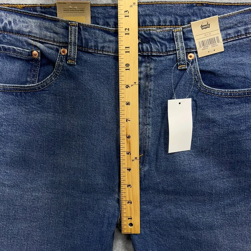NEW Levi's 505 Jeans Men's 38x30 Blue Denim Regular Fit Straight Leg Stretch